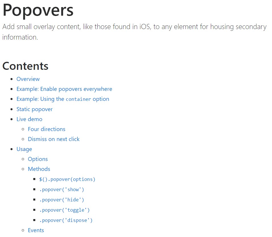 Bootstrap popovers  main documentation