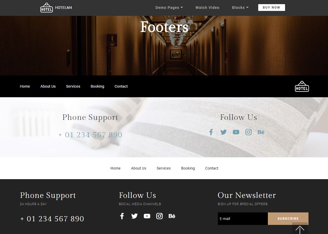 Footers Theme for Hotel Website