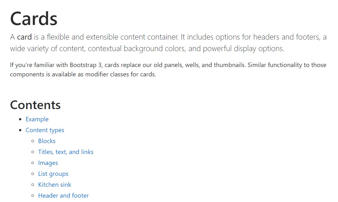 Bootstrap Panel-Cards:  main documentation