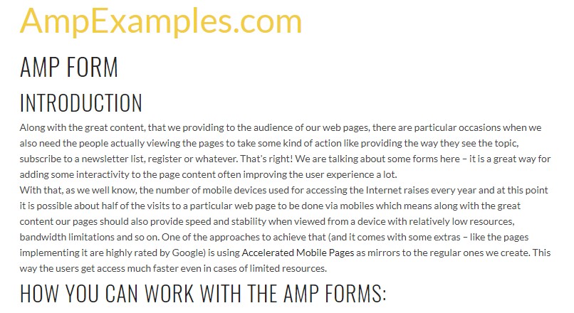  Let us  look over AMP project and AMP-form element?