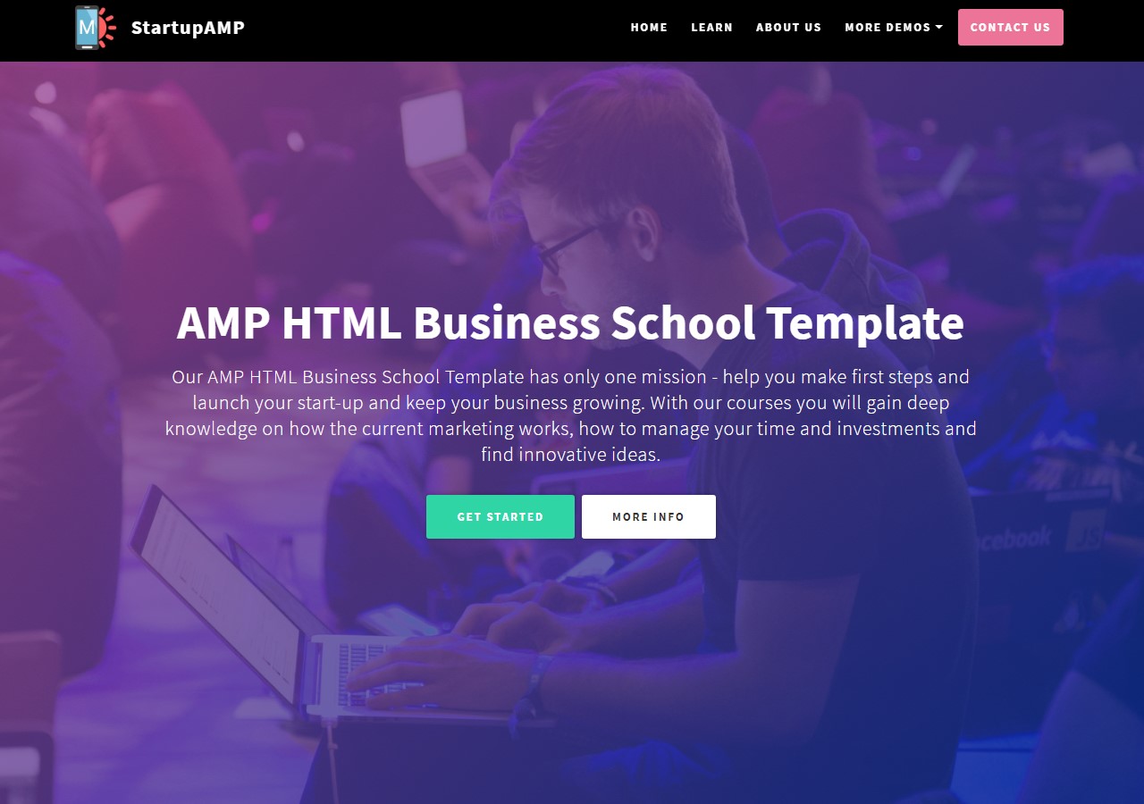 New Startup AMP HTML Business School Template